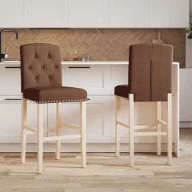 Hohe Hocker 2 Stück aus massivem Gummi, Holz und Stoff von , Küchenhocker - Ref: Foro24-4006203, Preis: 86,01 €, Rabatt: %