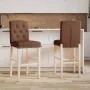 High stools 2 pcs solid rubber wood and fabric by , Kitchen stools - Ref: Foro24-4006203, Price: 86,01 €, Discount: %