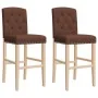 High stools 2 pcs solid rubber wood and fabric by , Kitchen stools - Ref: Foro24-4006203, Price: 86,01 €, Discount: %