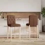 High stools 2 pcs solid rubber wood and fabric by , Kitchen stools - Ref: Foro24-4006203, Price: 86,01 €, Discount: %