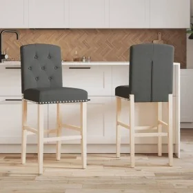High stools 2 pcs solid rubber wood and fabric by , Kitchen stools - Ref: Foro24-4006201, Price: 123,18 €, Discount: %