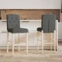 High stools 2 pcs solid rubber wood and fabric by , Kitchen stools - Ref: Foro24-4006201, Price: 123,18 €, Discount: %