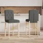 Taburetes altos 2 uds madera maciza de caucho y tela de , Taburetes de cocina - Ref: Foro24-4006201, Precio: 123,18 €, Descue...