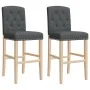 High stools 2 pcs solid rubber wood and fabric by , Kitchen stools - Ref: Foro24-4006201, Price: 123,18 €, Discount: %