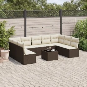 Set of 10 garden sofas and cushions synthetic rattan brown by , Garden sets - Ref: Foro24-3218083, Price: 622,77 €, Discount: %