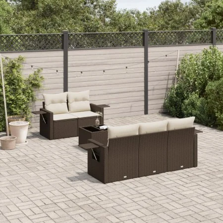 Set of 6-piece garden sofas and cushions synthetic rattan brown by , Garden sets - Ref: Foro24-3219902, Price: 425,38 €, Disc...