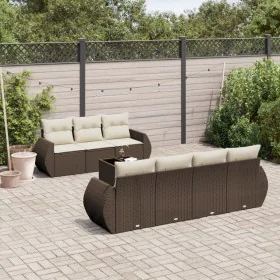 Set of 8 garden sofas and cushions synthetic rattan brown by , Garden sets - Ref: Foro24-3221132, Price: 576,41 €, Discount: %