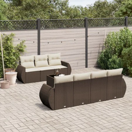 Set of 8 garden sofas and cushions synthetic rattan brown by , Garden sets - Ref: Foro24-3221132, Price: 576,41 €, Discount: %