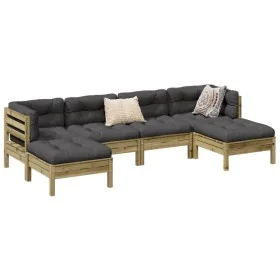 Set of garden sofas 6 pcs with impregnated pine wood cushions by , Garden sets - Ref: Foro24-3299573, Price: 508,95 €, Discou...