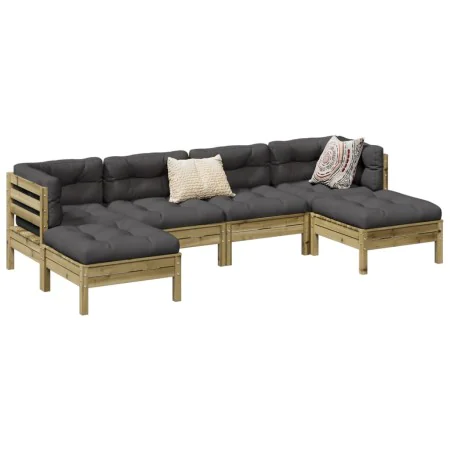 Set of garden sofas 6 pcs with impregnated pine wood cushions by , Garden sets - Ref: Foro24-3299573, Price: 508,95 €, Discou...