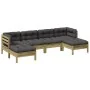 Set Gartensofas 6-teilig mit Kissen aus imprägniertem Zirbenholz von , Gartensets - Ref: Foro24-3299573, Preis: 524,55 €, Rab...