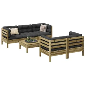 Set Gartensofas 6-teilig mit Kissen aus imprägniertem Zirbenholz von , Gartensets - Ref: Foro24-3299296, Preis: 558,58 €, Rab...