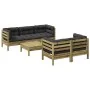 Set of garden sofas 6 pcs with impregnated pine wood cushions by , Garden sets - Ref: Foro24-3299296, Price: 558,57 €, Discou...