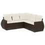 Set comedor de jardín 5 piezas y cojines ratán sintético marrón de , Conjuntos de jardín - Ref: Foro24-3221352, Precio: 375,7...