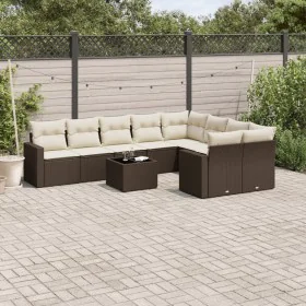Set of 10 garden sofas and cushions synthetic rattan brown by , Modular outdoor sofas - Ref: Foro24-3251790, Price: 662,81 €,...