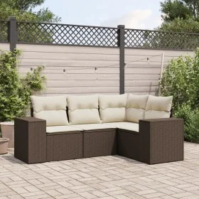 Set of 4 garden sofas and cushions synthetic rattan brown by , Modular outdoor sofas - Ref: Foro24-3222512, Price: 314,31 €, ...