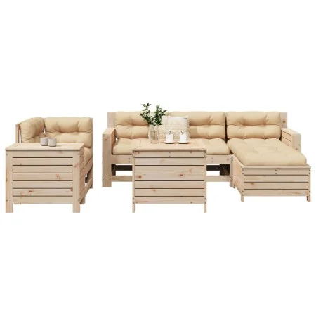 7-piece solid pine wood garden sofa set by , Garden sets - Ref: Foro24-3250508, Price: 483,85 €, Discount: %