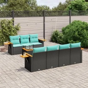 Set of 8 garden sofas with cushions black synthetic rattan by , Garden sets - Ref: Foro24-3226645, Price: 639,09 €, Discount: %