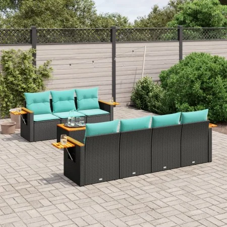 Set of 8 garden sofas with cushions black synthetic rattan by , Garden sets - Ref: Foro24-3226645, Price: 639,09 €, Discount: %