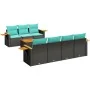 Set of 8 garden sofas with cushions black synthetic rattan by , Garden sets - Ref: Foro24-3226645, Price: 639,09 €, Discount: %