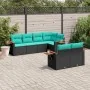 Set of 7 garden sofas with cushions synthetic rattan black by , Garden sets - Ref: Foro24-3226981, Price: 619,98 €, Discount: %