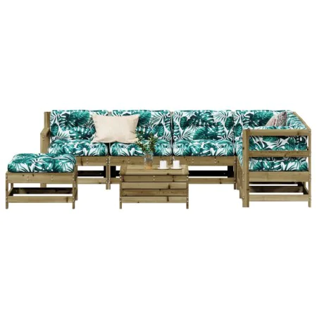 Juego de muebles jardín 8 pzas y cojines madera pino impregnada de , Conjuntos de jardín - Ref: Foro24-3250611, Precio: 780,4...