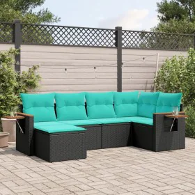 Set of 6 garden sofas with cushions synthetic rattan black by , Garden sets - Ref: Foro24-3227016, Price: 488,46 €, Discount: %