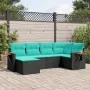 Set of 6 garden sofas with cushions synthetic rattan black by , Garden sets - Ref: Foro24-3227016, Price: 488,46 €, Discount: %
