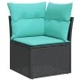 Set of 6 garden sofas with cushions synthetic rattan black by , Garden sets - Ref: Foro24-3227016, Price: 488,46 €, Discount: %