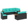 Set of 8 garden sofas with cushions black synthetic rattan by , Garden sets - Ref: Foro24-3227002, Price: 670,72 €, Discount: %