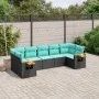 Set of 7 garden sofas with cushions synthetic rattan black by , Garden sets - Ref: Foro24-3227107, Price: 580,51 €, Discount: %