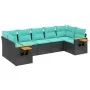 Set of 7 garden sofas with cushions synthetic rattan black by , Garden sets - Ref: Foro24-3227107, Price: 580,51 €, Discount: %