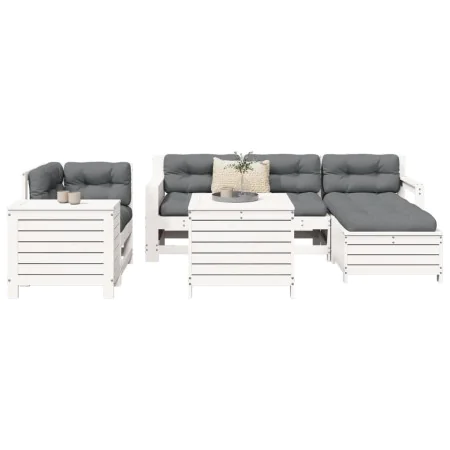 Set of garden sofas 7 pcs solid pine wood white by , Garden sets - Ref: Foro24-3250517, Price: 555,40 €, Discount: %