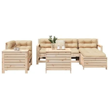 7-piece solid pine wood garden sofa set by , Garden sets - Ref: Foro24-3250520, Price: 452,19 €, Discount: %