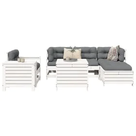Set of garden sofas 7 pcs solid pine wood white by , Garden sets - Ref: Foro24-3250529, Price: 526,50 €, Discount: %