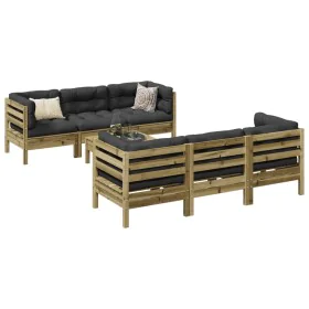 Set de sofás jardín 7 pzas con cojines madera pino impregnada de , Conjuntos de jardín - Ref: Foro24-3299307, Precio: 662,93 ...