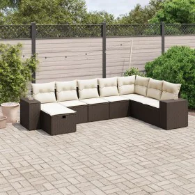 Set of 8 garden sofas and cushions synthetic rattan brown by , Garden sets - Ref: Foro24-3264519, Price: 539,94 €, Discount: %