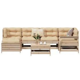 7-piece solid pine wood garden sofa set by , Garden sets - Ref: Foro24-3250948, Price: 374,92 €, Discount: %