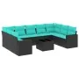 Set de sofás de jardín 10pzas con cojines ratán sintético negro von , Gartensets - Ref: Foro24-3219397, Preis: 768,18 €, Raba...