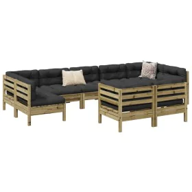 Set of 9 garden sofas with impregnated pine wood cushions by , Garden sets - Ref: Foro24-3299635, Price: 892,30 €, Discount: %