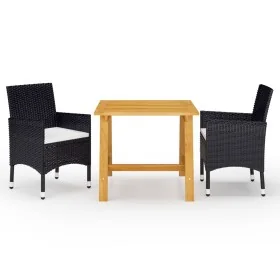 3-piece garden dining set with black cushions by , Garden sets - Ref: Foro24-3095890, Price: 242,87 €, Discount: %