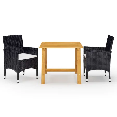 3-teiliges Garten-Esszimmerset mit schwarzen Kissen von , Gartensets - Ref: Foro24-3095890, Preis: 242,87 €, Rabatt: %