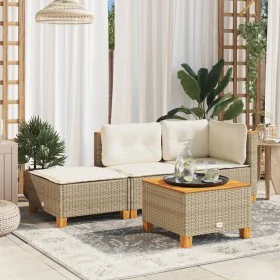 Taburete de jardín y cojín ratán sintético beige 63,5x56x32 cm von , Hocker für den Außenbereich - Ref: Foro24-365913, Preis:...
