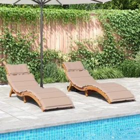 Sun loungers with cushions 2 pcs solid acacia wood gray taupe by , Loungers - Ref: Foro24-3214836, Price: 348,25 €, Discount: %