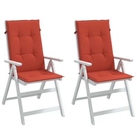 High back chair cushions 2 pcs red melange fabric 120x50x4 cm by , Cushions for chairs and sofas - Ref: Foro24-4002430, Price...