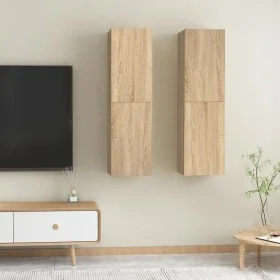 Muebles para TV 2 uds contrachapado color roble 30,5x30x110 cm de , Muebles TV - Ref: Foro24-803369, Precio: 91,27 €, Descuen...