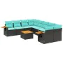 Set de sofás de jardín 9 pzas con cojines ratán sintético negro de , Conjuntos de jardín - Ref: Foro24-3226666, Precio: 685,3...