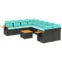 Set of 9 garden sofas with black synthetic rattan cushions by , Garden sets - Ref: Foro24-3226666, Price: 685,37 €, Discount: %