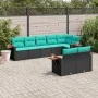 Set of 8 garden sofas with cushions black synthetic rattan by , Garden sets - Ref: Foro24-3226988, Price: 670,72 €, Discount: %