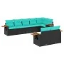 Set of 8 garden sofas with cushions black synthetic rattan by , Garden sets - Ref: Foro24-3226988, Price: 670,72 €, Discount: %